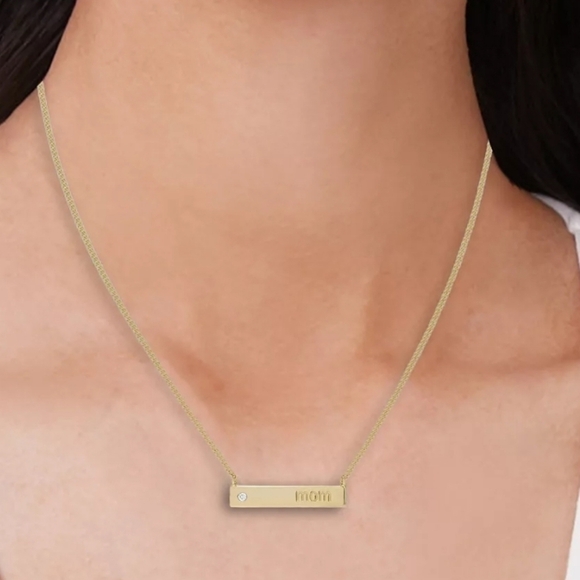 NIB for Mom Lab Created Saphire Bar 18k Gold over sterling silver necklace - Picture 3 of 4